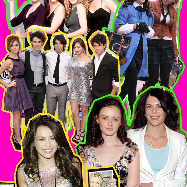 Collage featuring Miley Cyrus and the casts of Gilmore Girls, Camp Rock, Sex and The City, and Gossip Girl