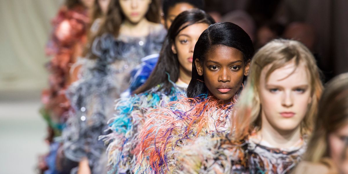 Mary Katrantzou's Rainbow Feathered Frocks Have Zero Chill