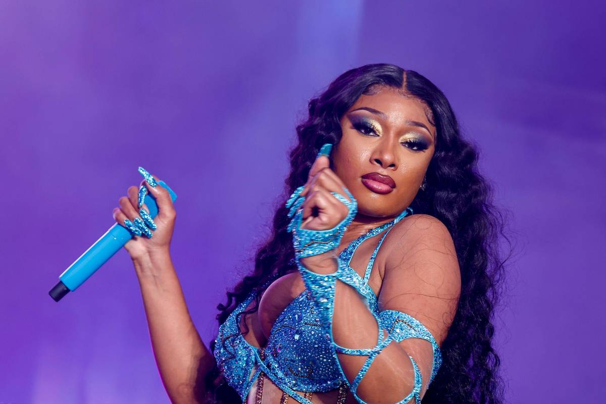 megan thee stallion purple dress Megan Thee Stallion's NYE Dress Is a Geologist's Dream Come True