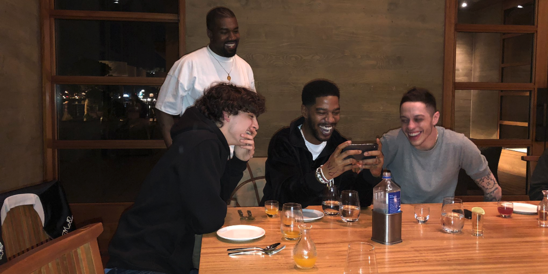 Kanye, Timothée, Pete and Kid Cudi Cracked a Cold One Last Night