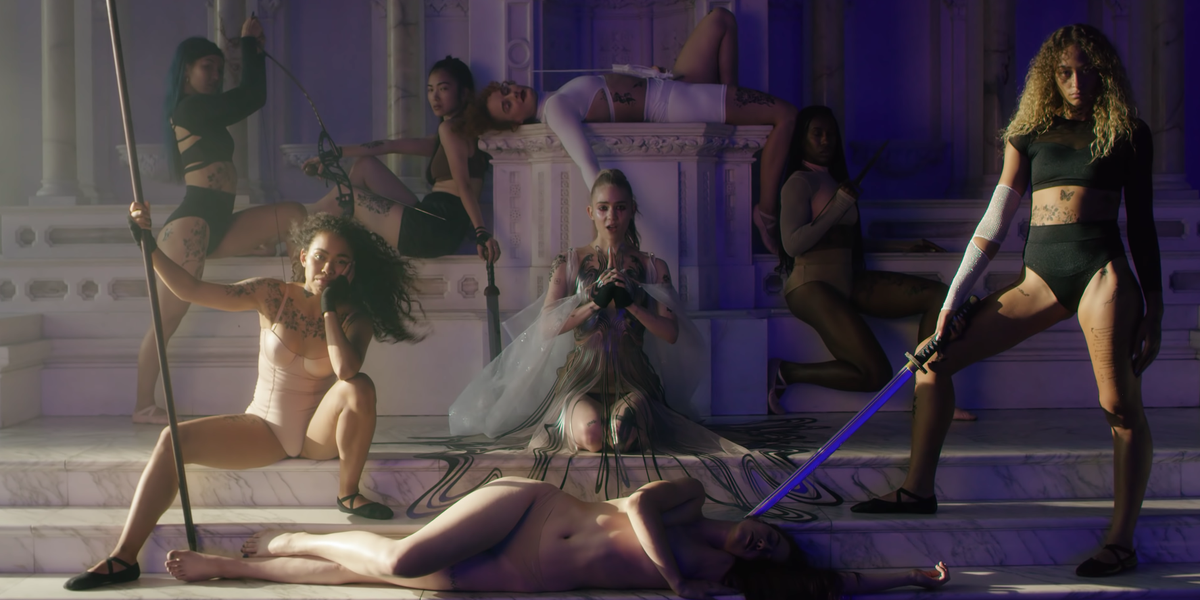 Grimes Serves Choreo With Sword Fighters in 'Violence'