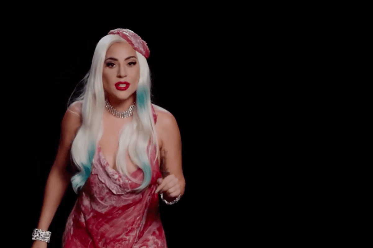 Lady Gaga Brought Back the Meat Dress to Encourage Voting - PAPER Magazine Lady Gaga Brought Back the Meat Dress to Encourage Voting - PAPER Magazine