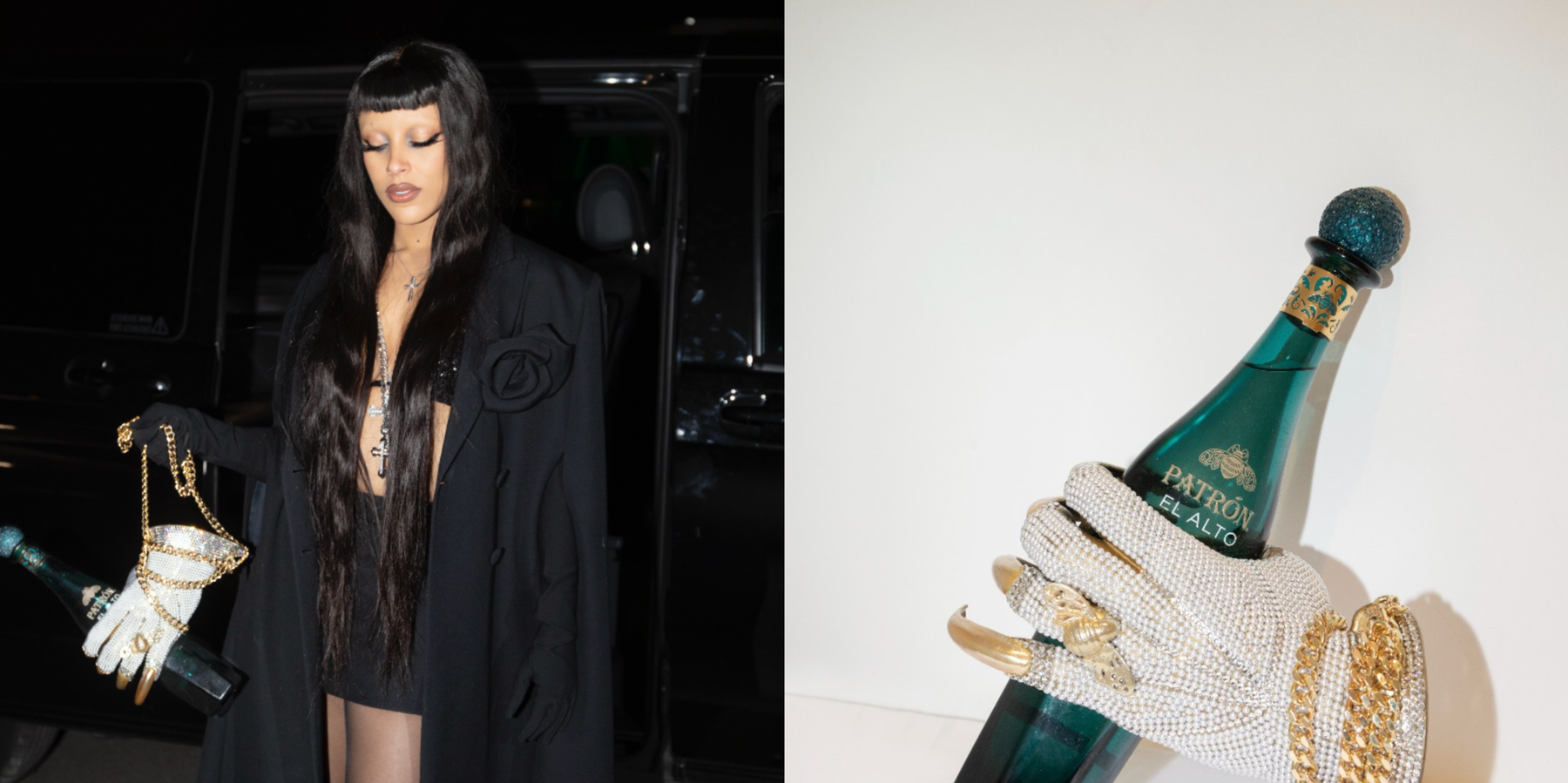 Doja Cat Brought a Couture Glove Bag and Tequila Bottle to PFW